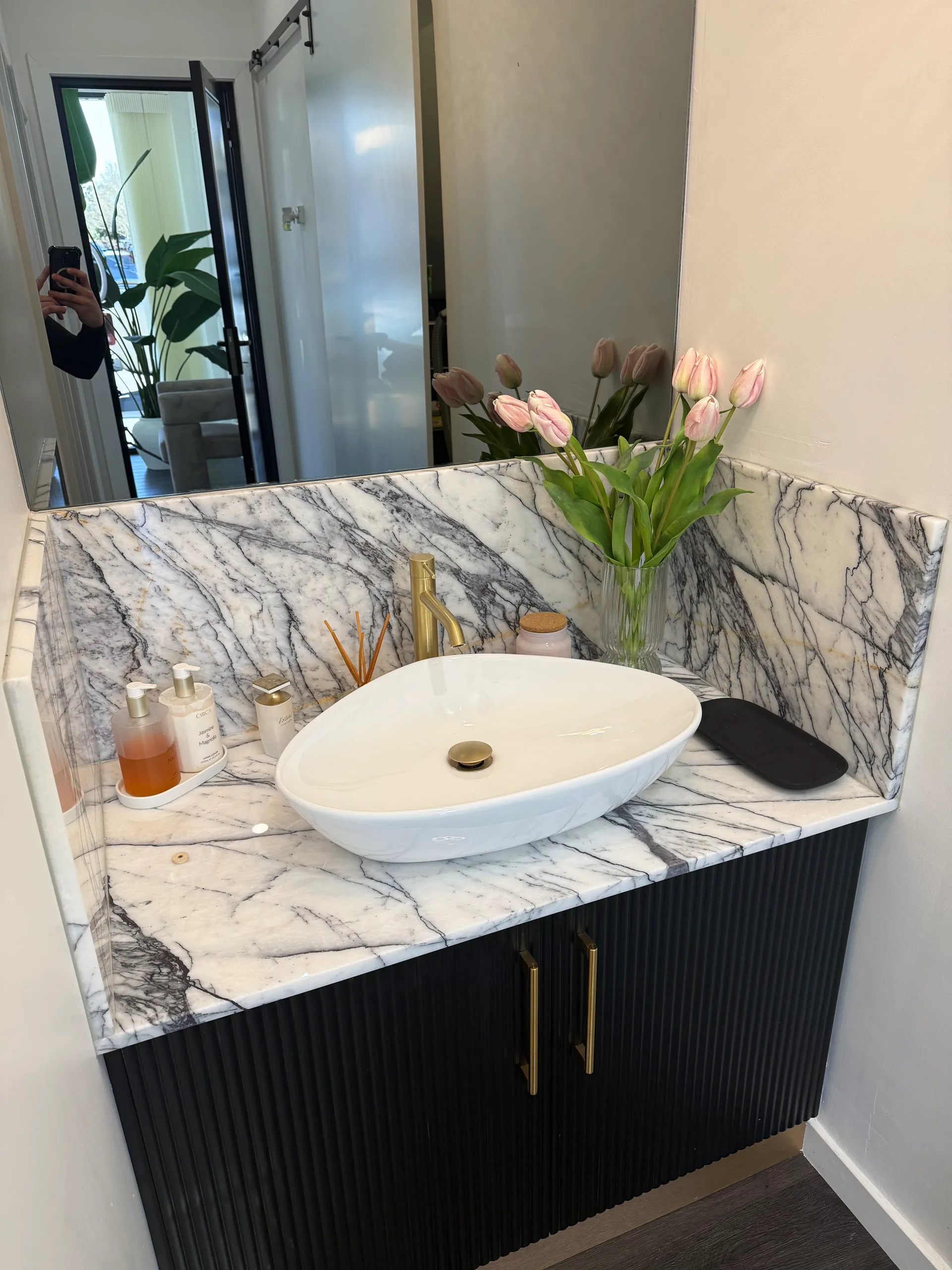 Powder room vanity in beauty clinic