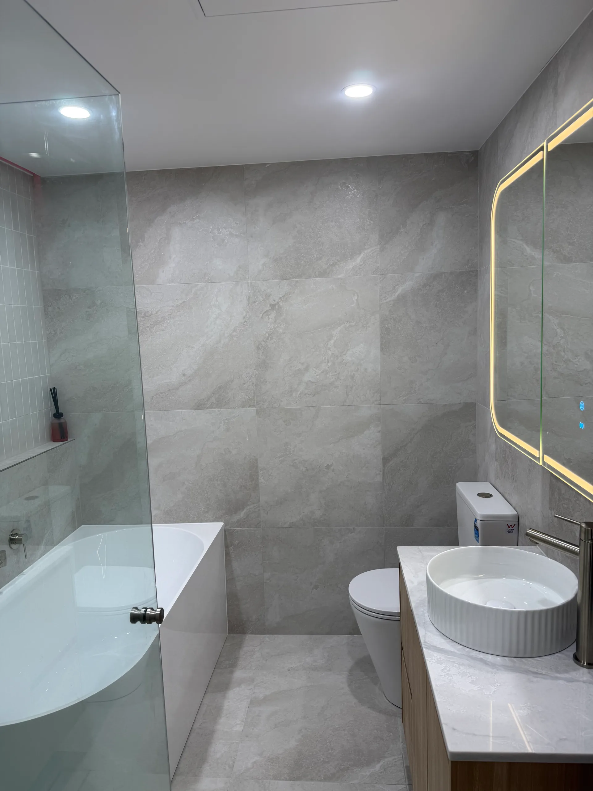 Bathroom wall tiling detail