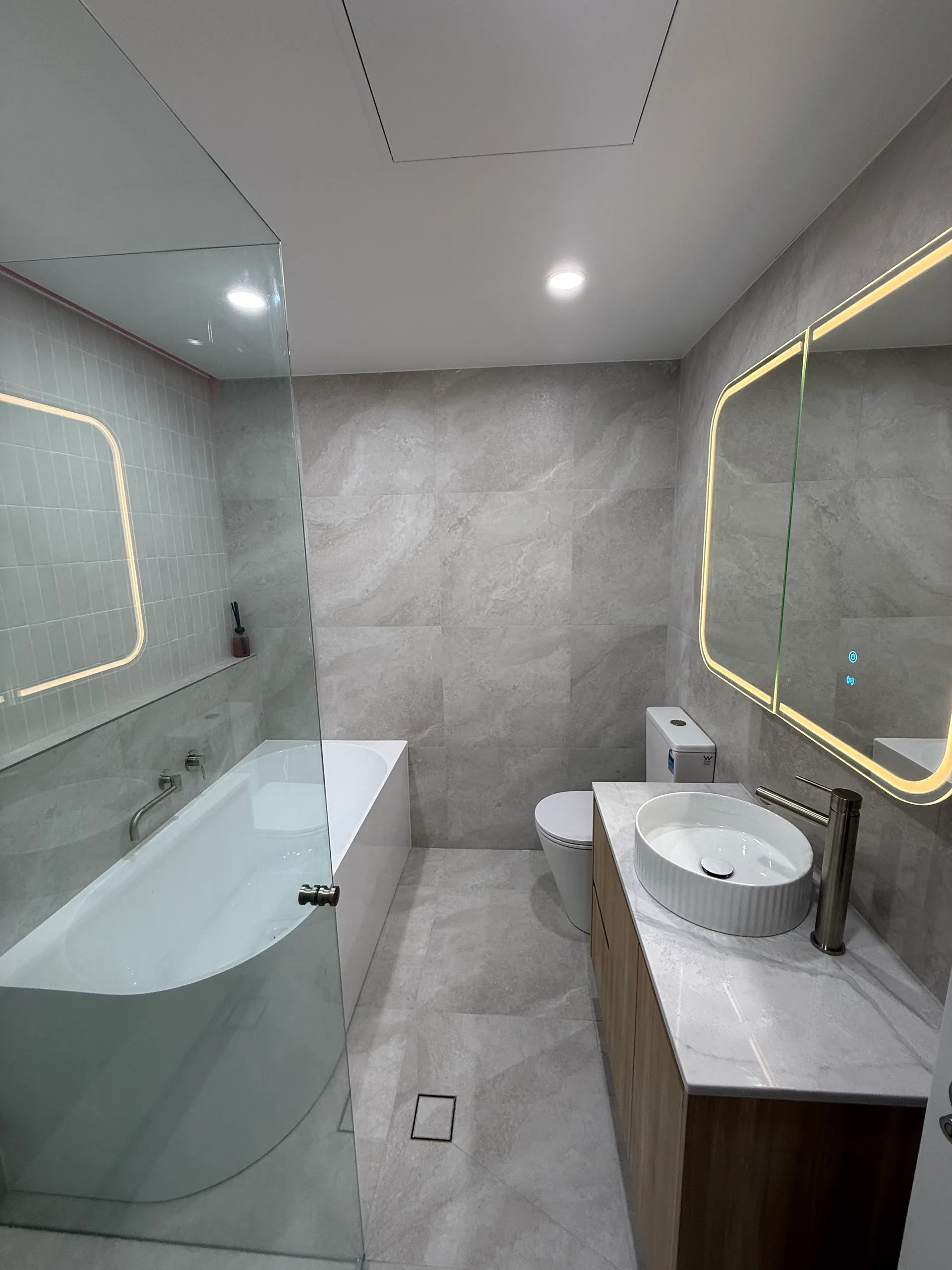 Vanity and toilet area