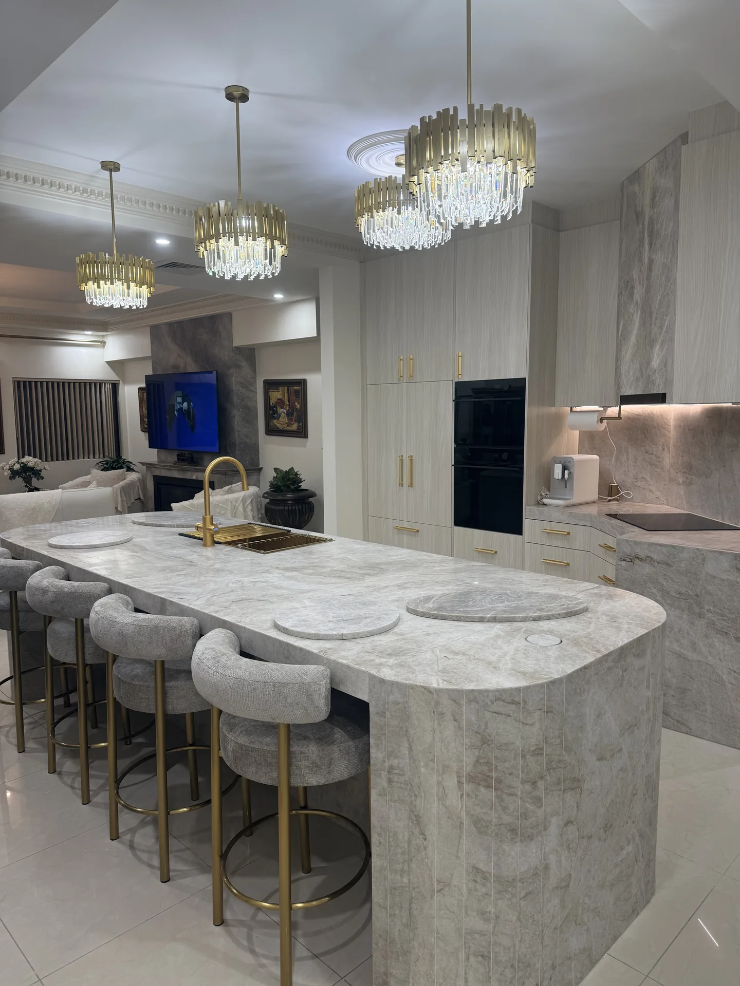 Vaucluse House Kitchen in Stone and Brass